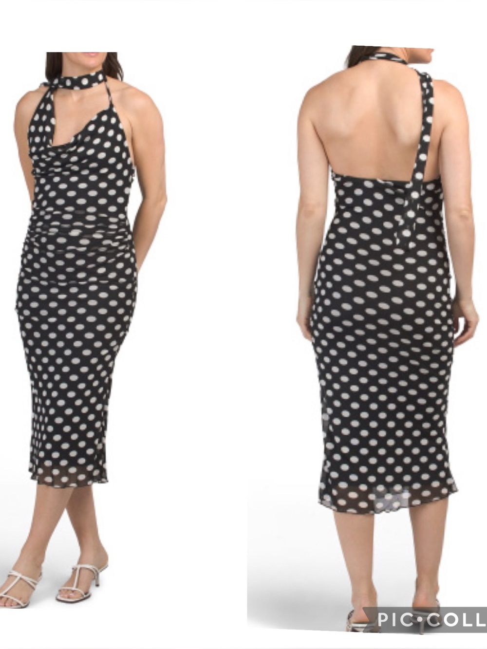 21 Saints Polka Dot Halter Midi Dress